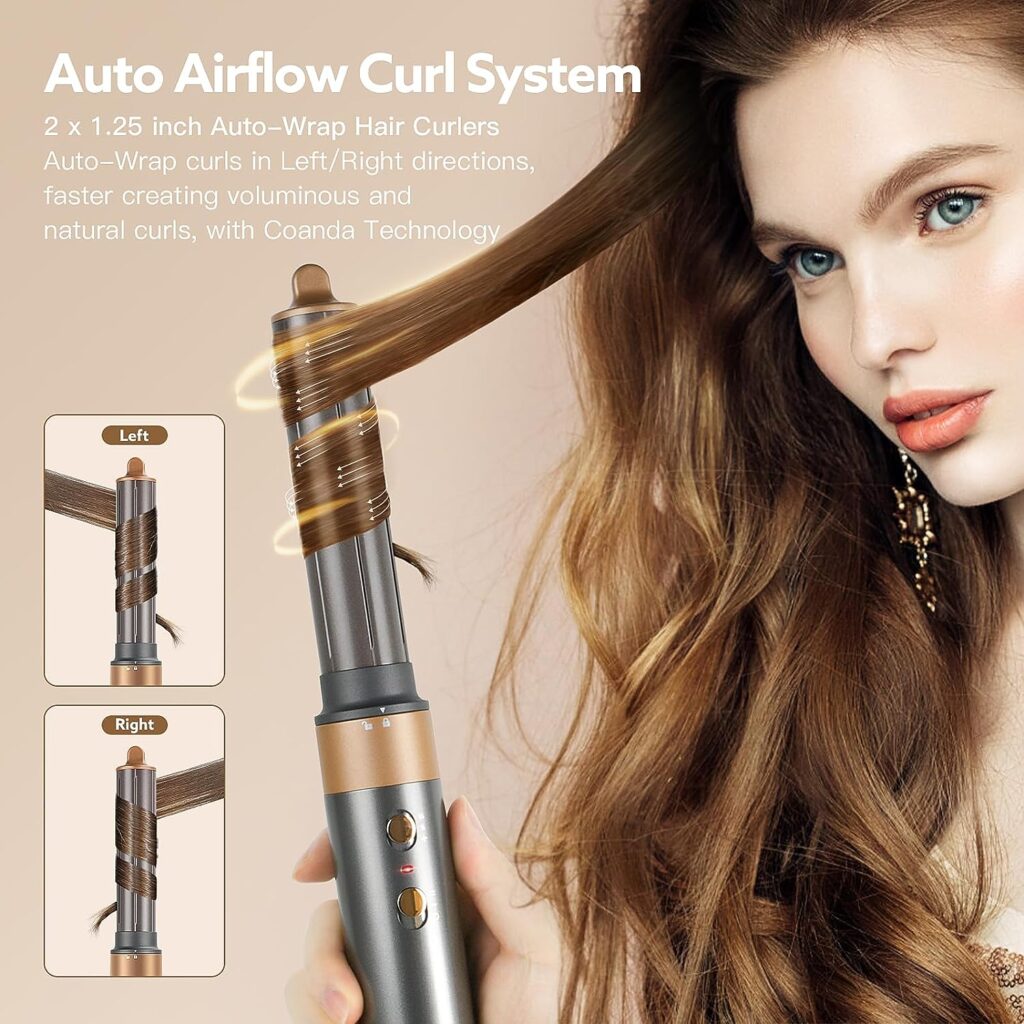 5 in 1 Hair Dryer Brush  Air Styler, High-Speed Negative Ionic Hair Dryer Fast Drying, Multi Hair Styler with Automatic Air Curling Iron, Volumizer, Round Brush, Straightener, for Home, Travel