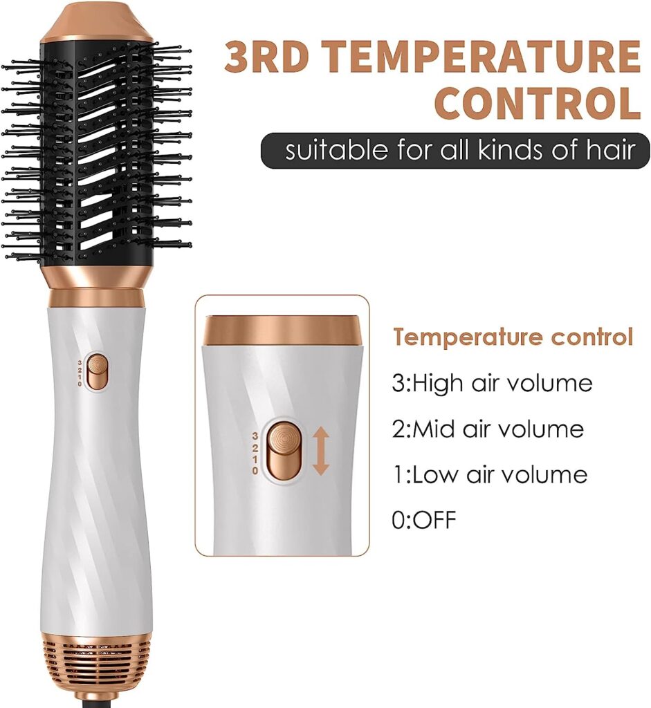 Hair Dryer Brush,6 in 1 Hot Air Brush,2023 Negative Ionic Detachable Hair Styling Tool Set,Round Hot Air Straightener Brush Volumizer,Brush Blow Dryer,Curling Iron Brush,Air Curler Wand