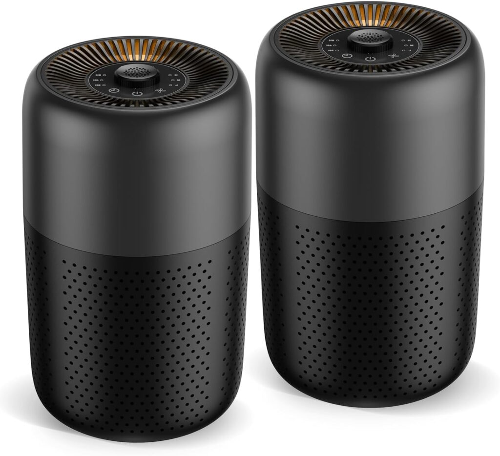 2 Pack TPLMB Air Purifiers for Bedroom,H13 HEPA Filters,Fragrance Sponge for Better Sleep,For Dust Smoke Hair Wildfire Particles,24dB Filtration System, P60 (Black)