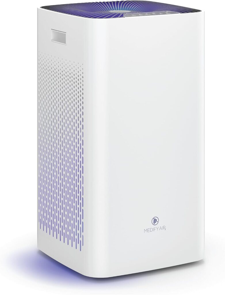 Medify MA-112-UV Air Purifier with True HEPA H14 Filter UV Light | 2500 sq ft Coverage | for Allergens, Wildfire Smoke, Dust, Odors, Pollen, Pets | Quiet 99.99% Removal to 0.1 Microns | White 1-Pack